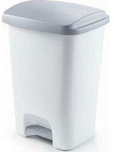 פח דוושה 50 ליטר פלסטיק לבן/אפור